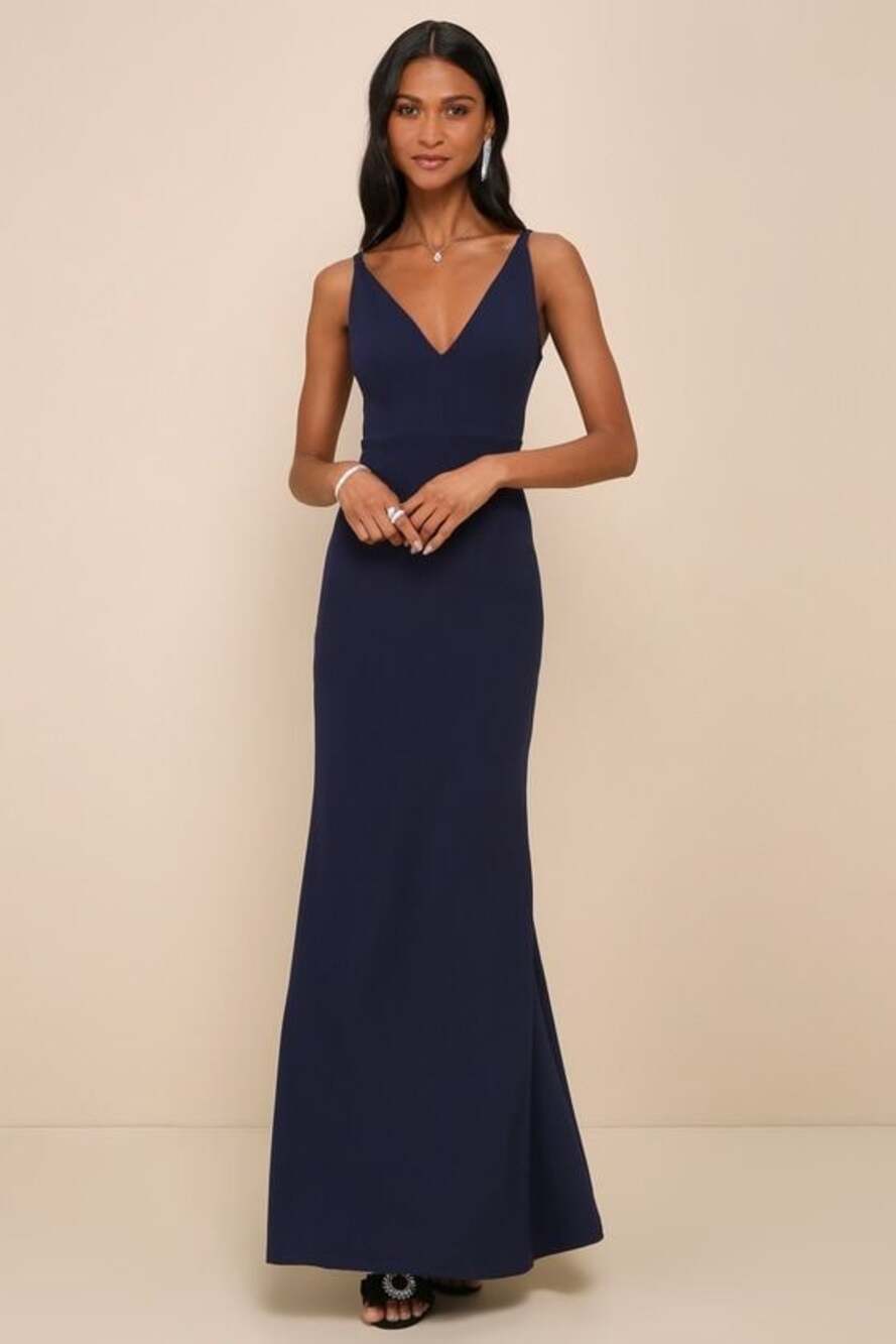 Lulus‎ Melora Navy Blue Sleeveless Mermaid Maxi Dress